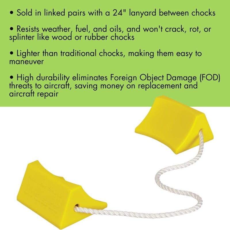 Checkers Industrial Safety Products Tigerchocks AC201 Lightweight Urethane Wheel Chock - Yellow, 5.5" Length x 4.5" Width x 2.75" Height - Image 3